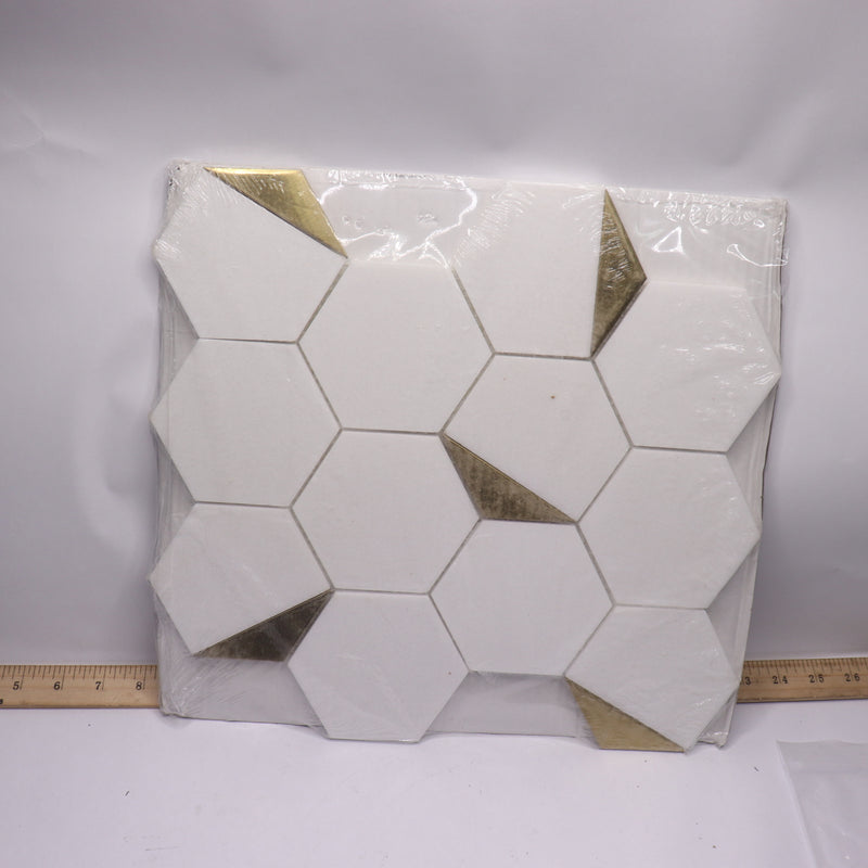 (10-Pk) Jeffrey Court Hexagon Honed Marble and Metal Mosaic Wall and Floor Tile