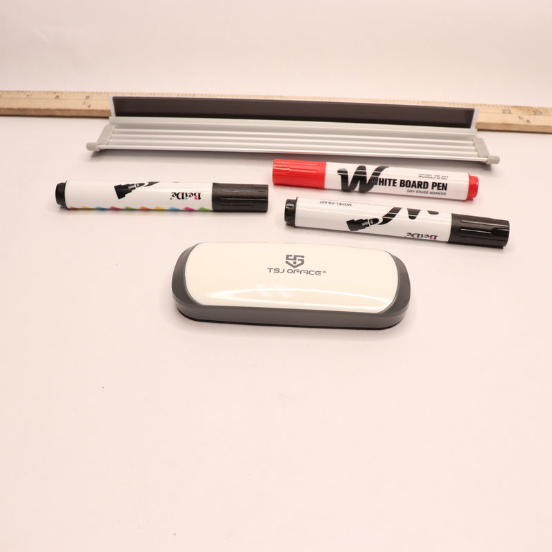 TSJ Office Magnetic Eraser and Eraser Mount + 3 Whiteboard Markers Set