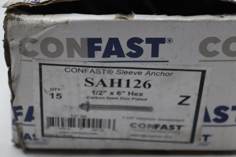 (15-Pk) Confast Hex Sleeve Anchor Zinc Plated 1/2" x 6" SAH126