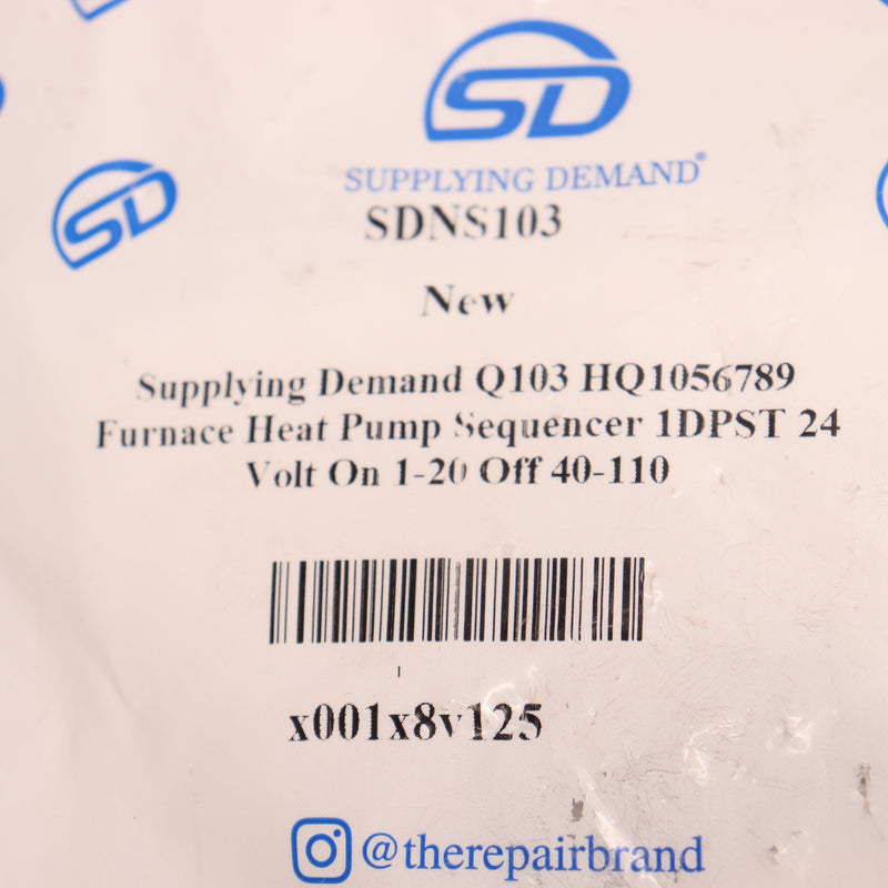 Supplying Demand Furnace Heat Pump Sequencer 1DPST 24V On 1-20 Off 40-110