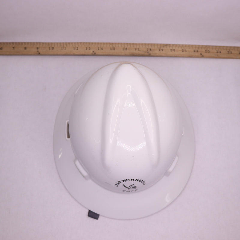 MSA Full-Brim Hard Hat Polyethylene Shell White Promotionally Branded