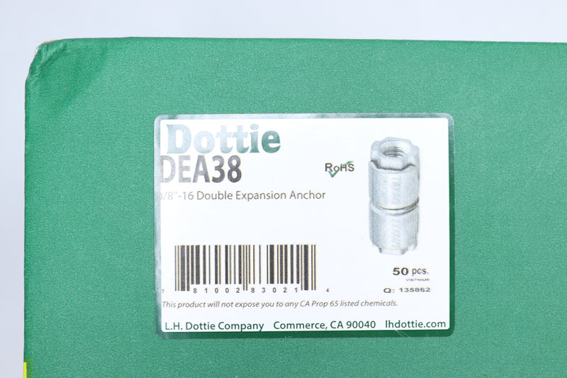 (50-Pk) Dottie Double Expansion Anchor Zamac Alloy 3/8"-16 DEA38