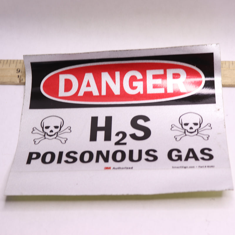 SmartSign Danger H2S Poisonous Gas Safety Sign Sticker 7" x 6" 6UAU