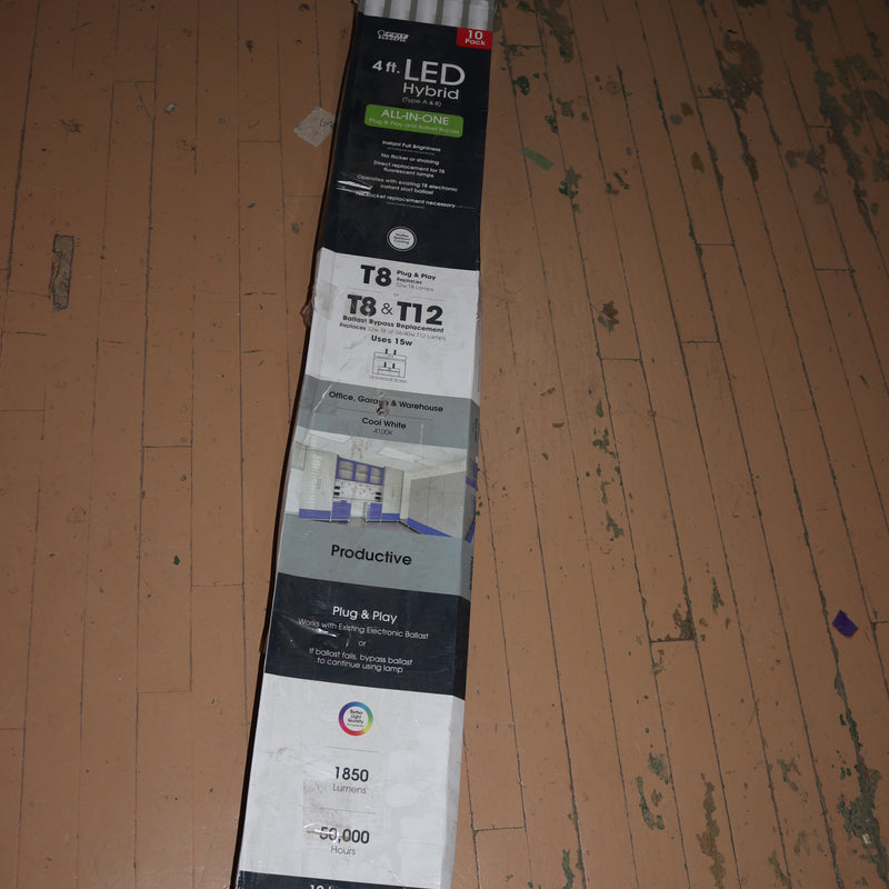 (10-Pk) Feit Electric LED Bulb T8 15W 4000K E354630