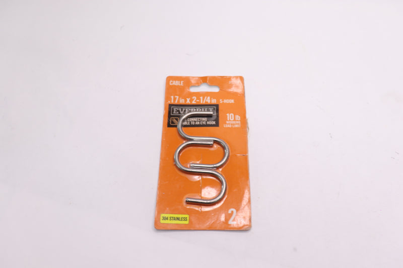 (2-Pk) Everbilt Rope S-Hook Stainless Steel 0.170" x 2-1/4" 373927