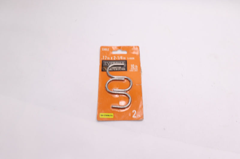 (2-Pk) Everbilt Rope S-Hook Stainless Steel 0.170" x 2-1/4" 373927