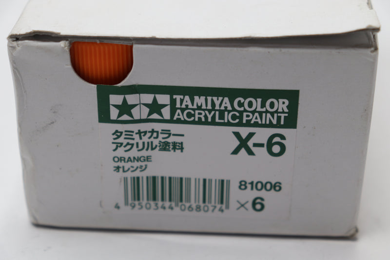 (6-Pk) Tamiya Acrylic Paint Plastics Orange Gloss 23ml X-6