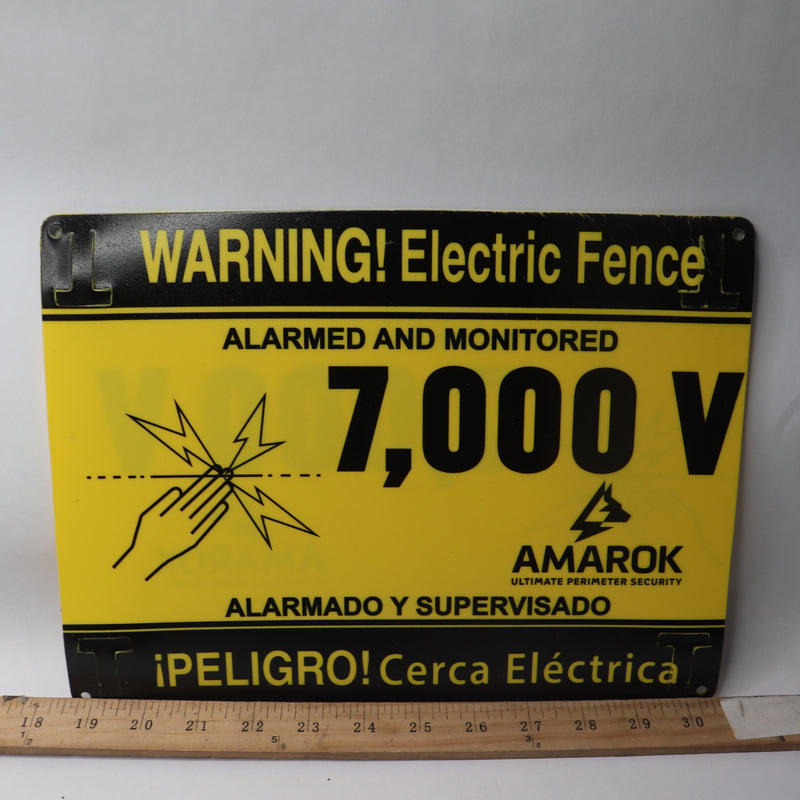 Amarok Security Electric Fence Warning Sign 9" x 12"
