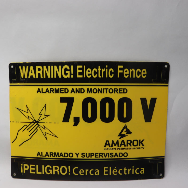 Amarok Security Electric Fence Warning Sign 9" x 12"