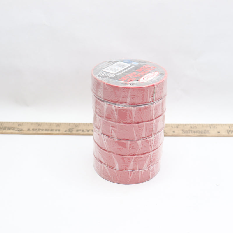(6-Pk) Cantech Electrical Tape Red 18MM X 20M X 7MIL 330-02