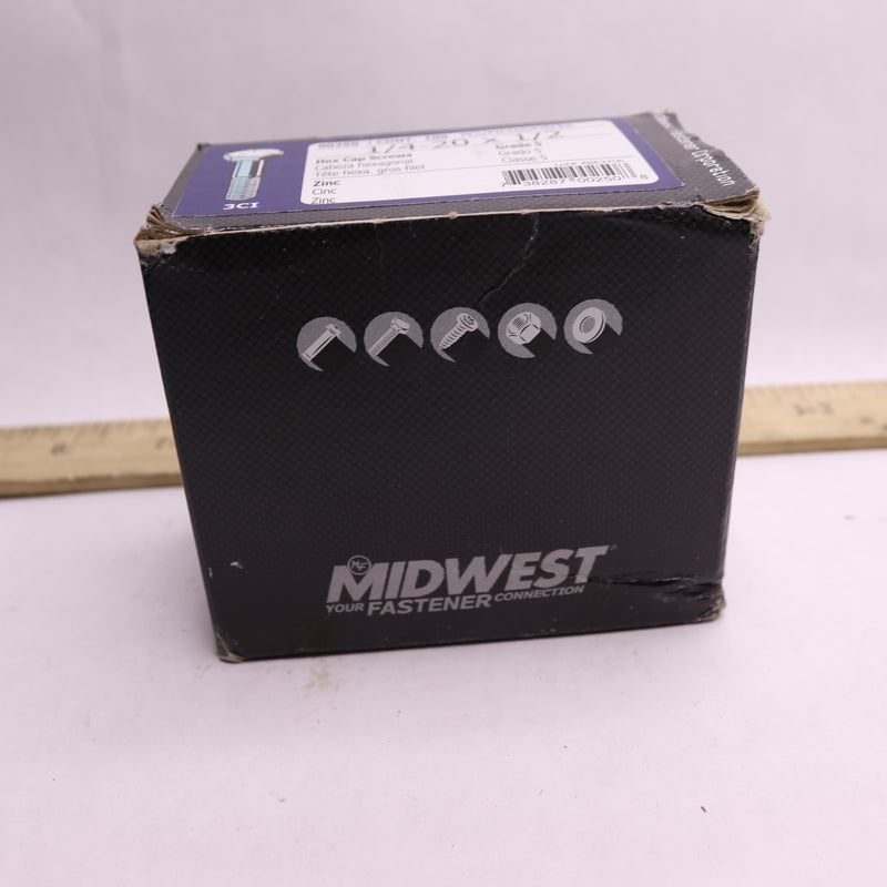 (100-Pk) Midwest Hex Cap Screws Alloy Steel Grade 5 1/4-20 x 1/2" ABE3706