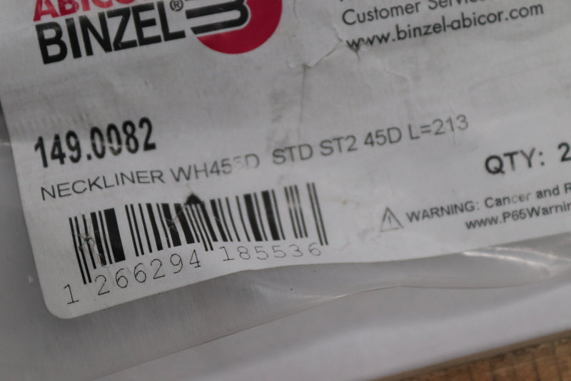 (2-Pk) Abicor Binzel Neckliner WH455D STD ST2 45D L=213  149.0082