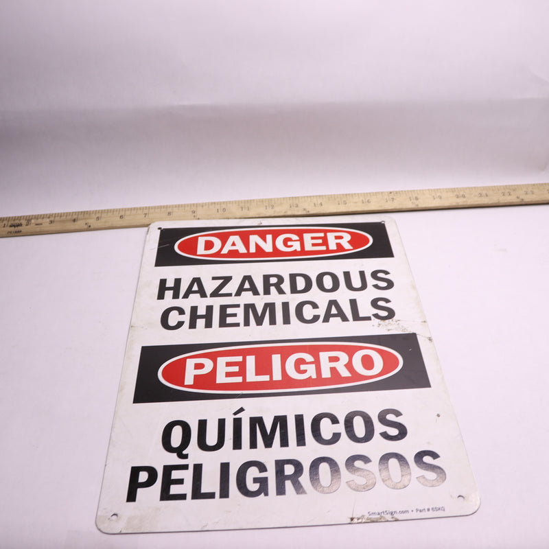SmartSign "Danger Hazardous Chemicals/." Sign Vinyl Spanish Bilingual 10"L x14"W