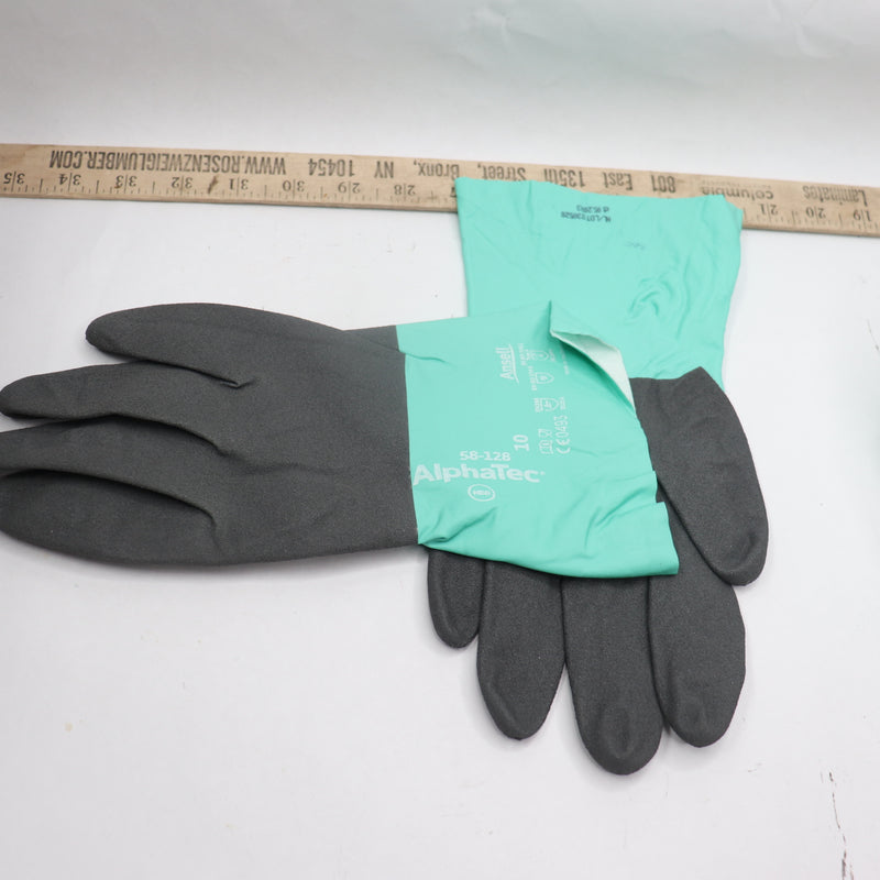 (12-Pair) Ansell Chemical Resistant Gloves Nitrile Size 10 58-128