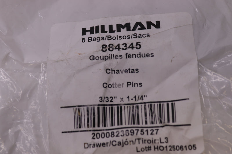 (15-Pk) Hillman Zinc Plated Cotter Pins 3/32" x 1-1/4" 884345