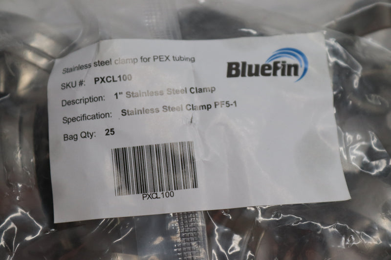 (25-Pk) Bluefin Stainless Steel Clamp 1" PXCL100