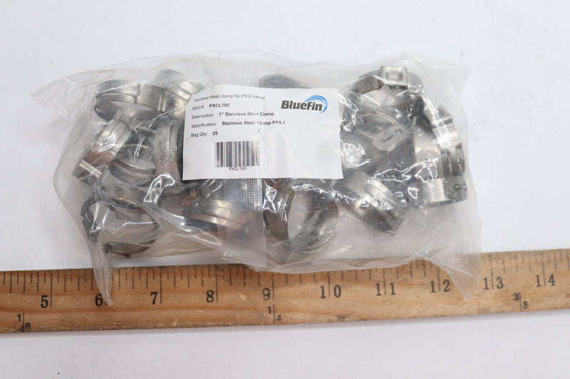(25-Pk) Bluefin Stainless Steel Clamp 1" PXCL100