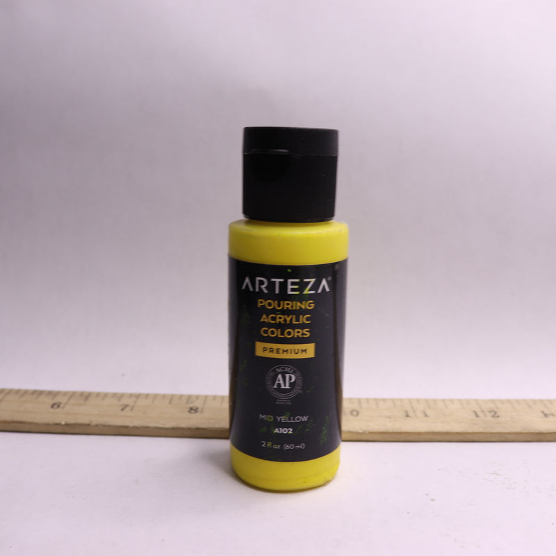 Arteza No Mixing Needed Acrylic Pouring Paint Mid Yellow 2Fl Oz ARTZ-9639