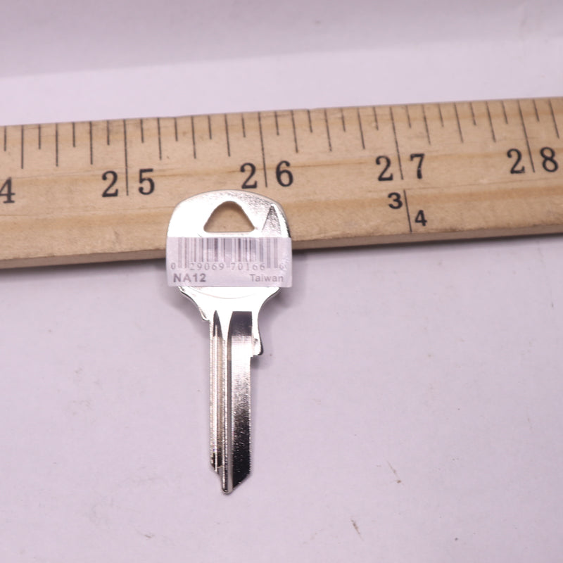 (10-Pk) National Key Blank Brass Nickel Plated 2.1" L x 0.87" W 1010NA12