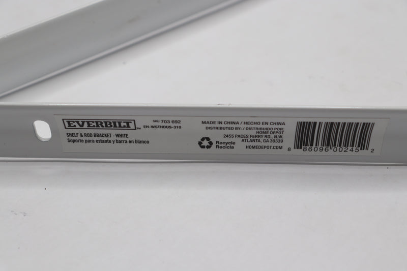 (2-Pk) Everbilt Shelf and Rod Bracket White 9.5" x 11" x 0.87"