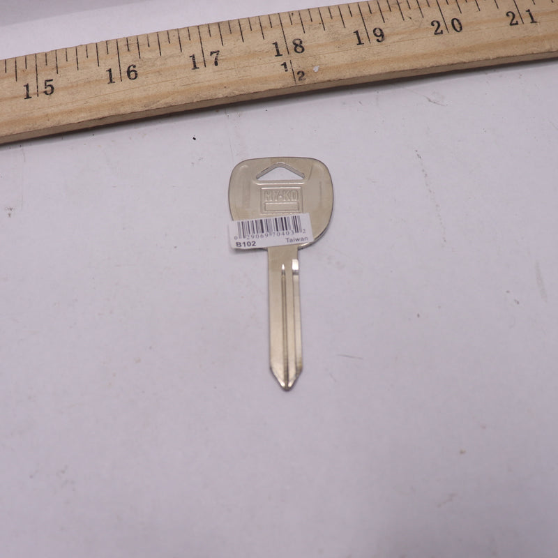 (10-PK) HY-KO Key Blank for Automobile Nickel Brass 2.685"L 1.14"W 11010B102