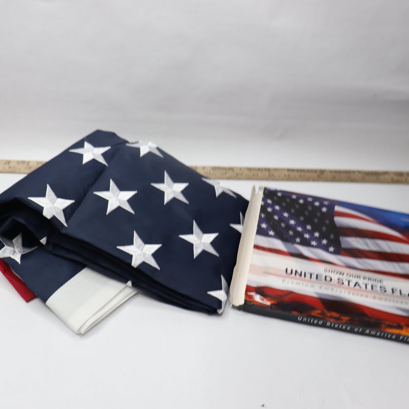 USA Flag with Embroidered Stars and Sewn Stripes for Outdoor 3x 5FT