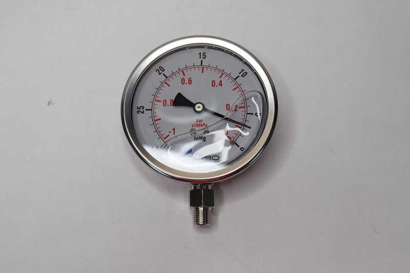 Pressure Gauge Stainless Steel Case Chrome Plated Brass Connection 4"