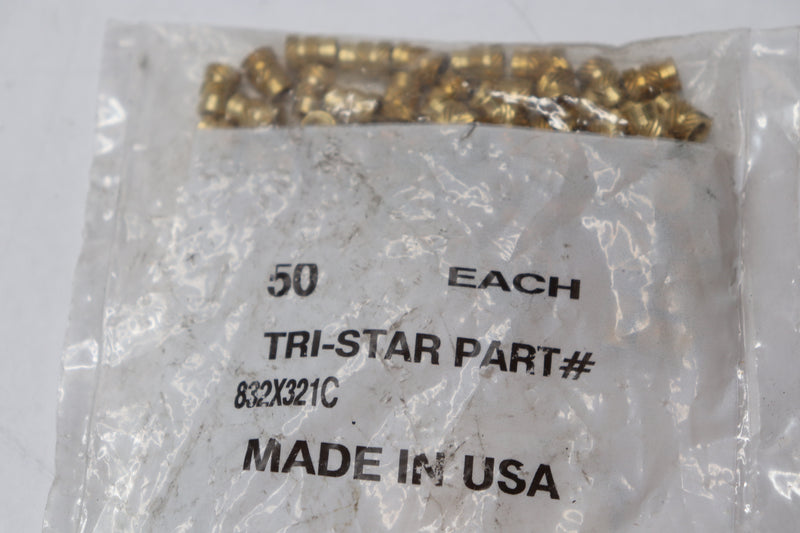 (50-Pk) Tri-Star Straight Heat-Set Threaded Insert Brass
