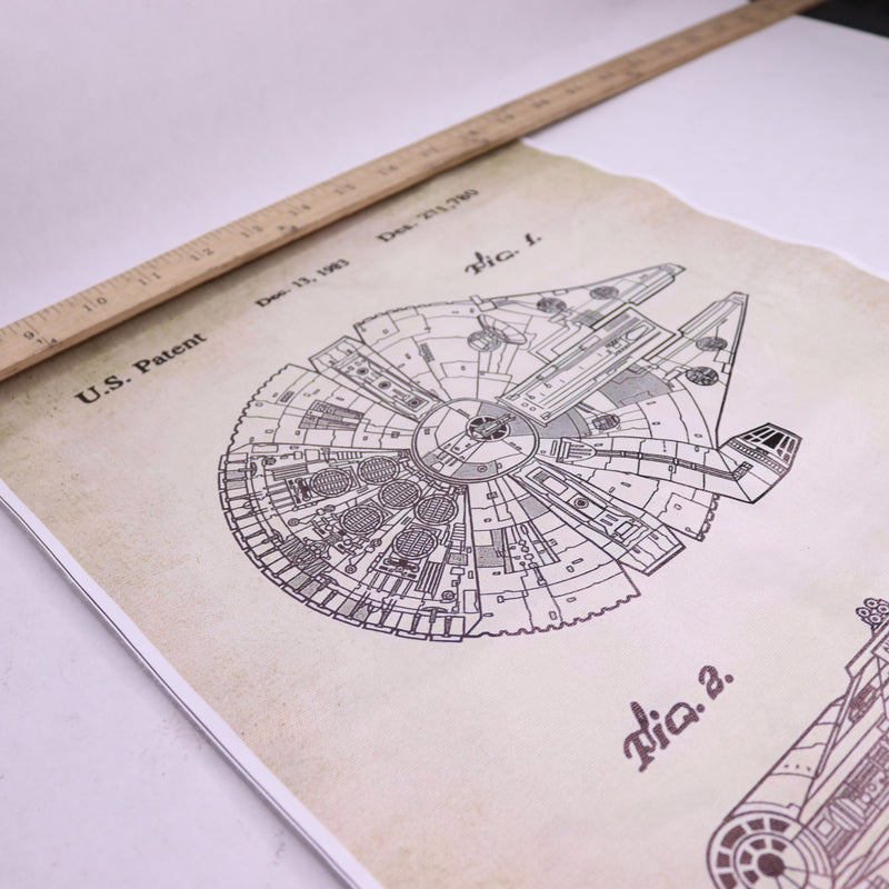 Sci-Fi Aircraft Patent Poster Millenium Falcon Canvas Only