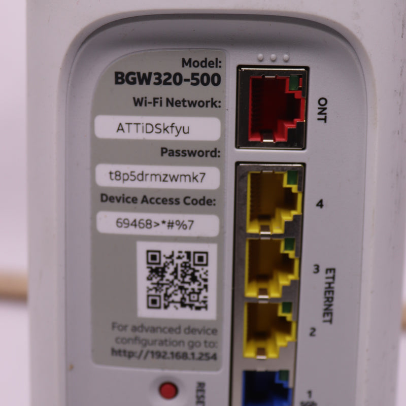 AT&T Wireless Gateway Wi-Fi Router Fiber Modem BGW320-500
