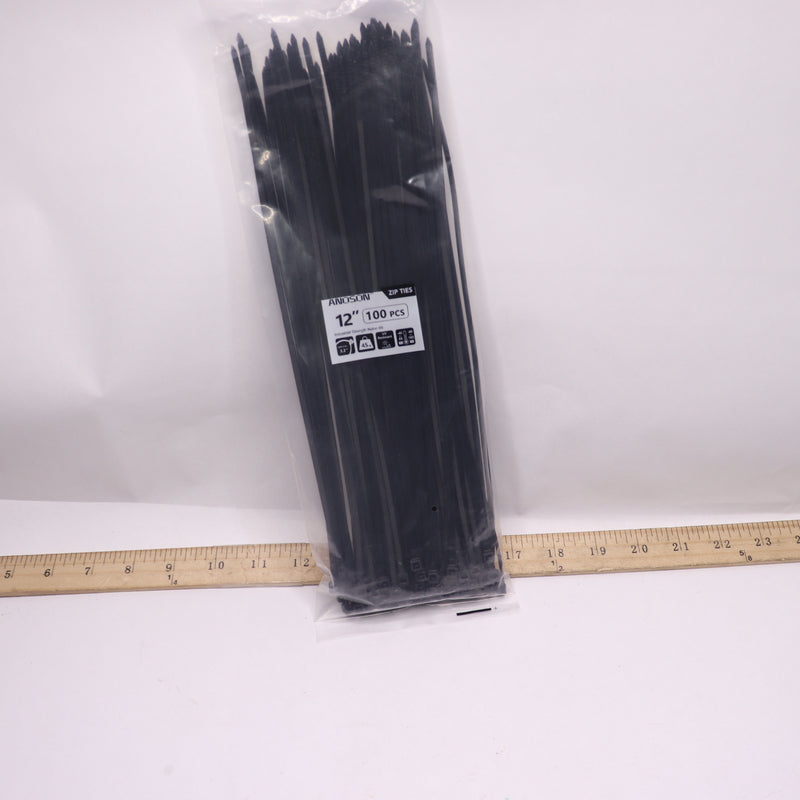 (100-Pk) Anoson Standard Duty Zip-Tite Cable Tie Black Nylon 12"