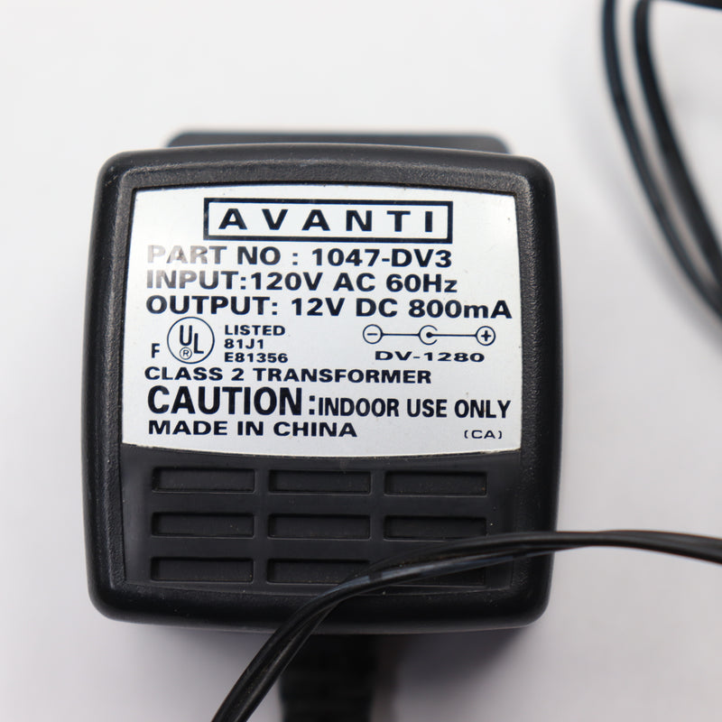 Avanti Power Adapter Cord 12VDC 800MA 1047-DV3