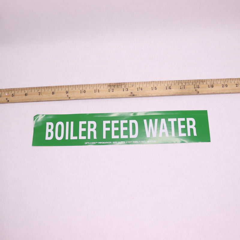 Seton Boiler Feed Water Self-Adhesive Pipe Markers 2-1/2" Thru 7-7/8"