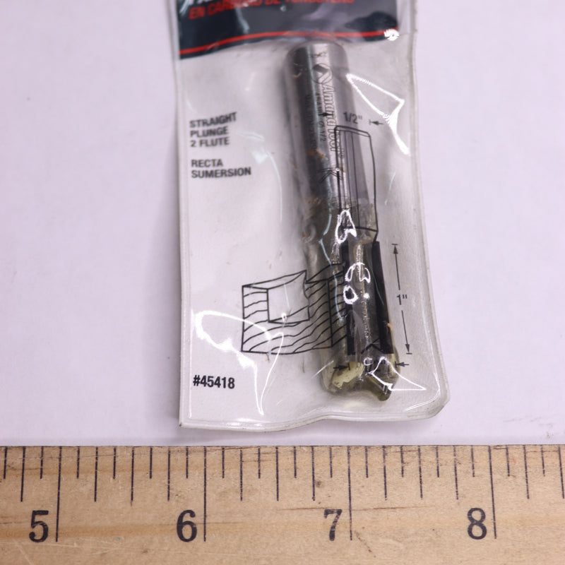 Amana Tool Straight Plunge Carbide Tipped 1/2 Diameter x 1" x 1/2" Shank 45418