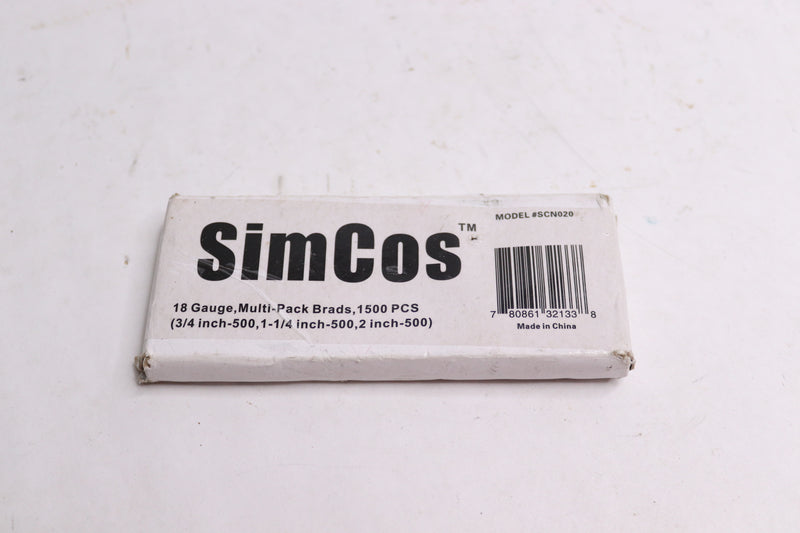 (1500-Pk) SimCos Galvanized Brad Nails 18-Gauge 3/4" + 11/4" + 2" SCN020