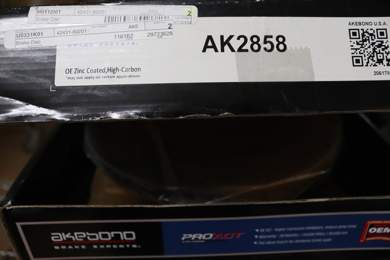 Akebono Pro-Act Coated Brake Disc Rotor High Carbon Zinc AK2858