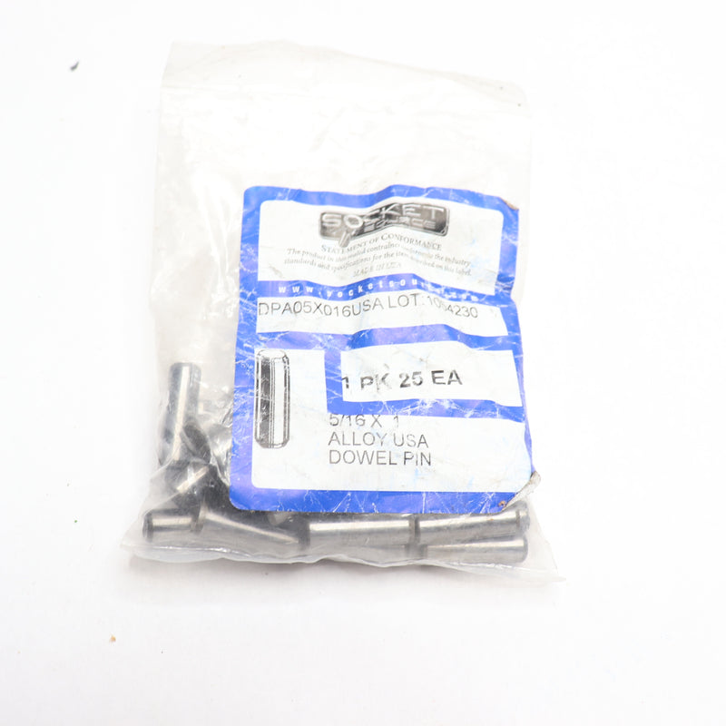 (25-Pk) Socket Source Dowel Pin Alloy 5/16 x 1" DPA05X01X016US