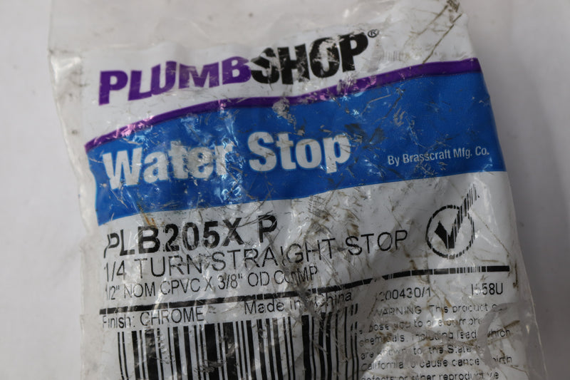 Plumbshop Turn Straight Stop Lead Free 1/2-In x 3/8-In PLB205X-P