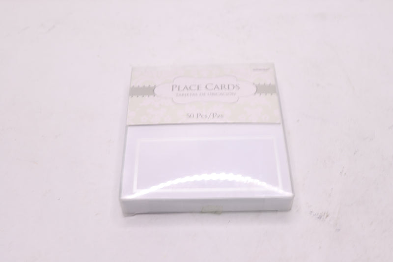 (50-Pk) Amscan Pearlized Wedding Place Cards White