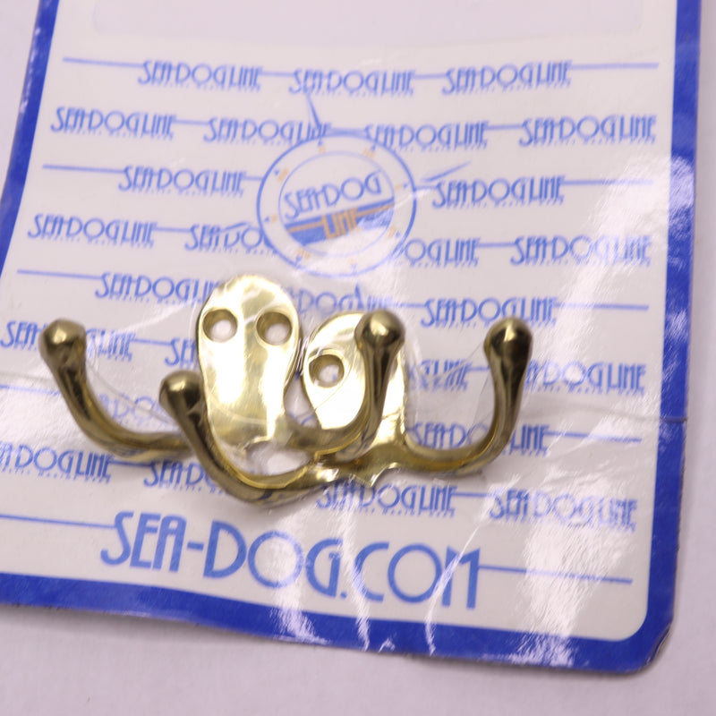 (2-Pk) Seadog Double Coat Hook Brass  671515-1