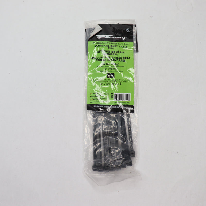 (25-Pk) Forney Standard Duty Cable Tie 50 lbs. Black 8" 62014