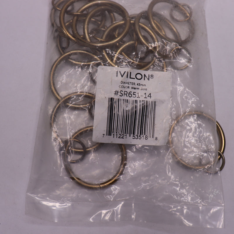 (14-Pk) Ivilon Drapery Eyelet Curtain Ring Warm Gold 1.7" Ring Loop for Hook Pin