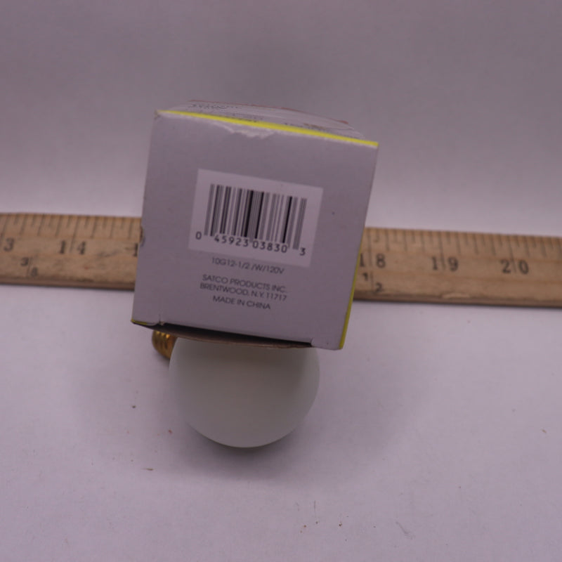 Satco Light Bulb Pear Candelabra Base 10-Watt G12.5 120V White S3830