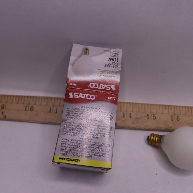 Satco Light Bulb Pear Candelabra Base 10-Watt G12.5 120V White S3830