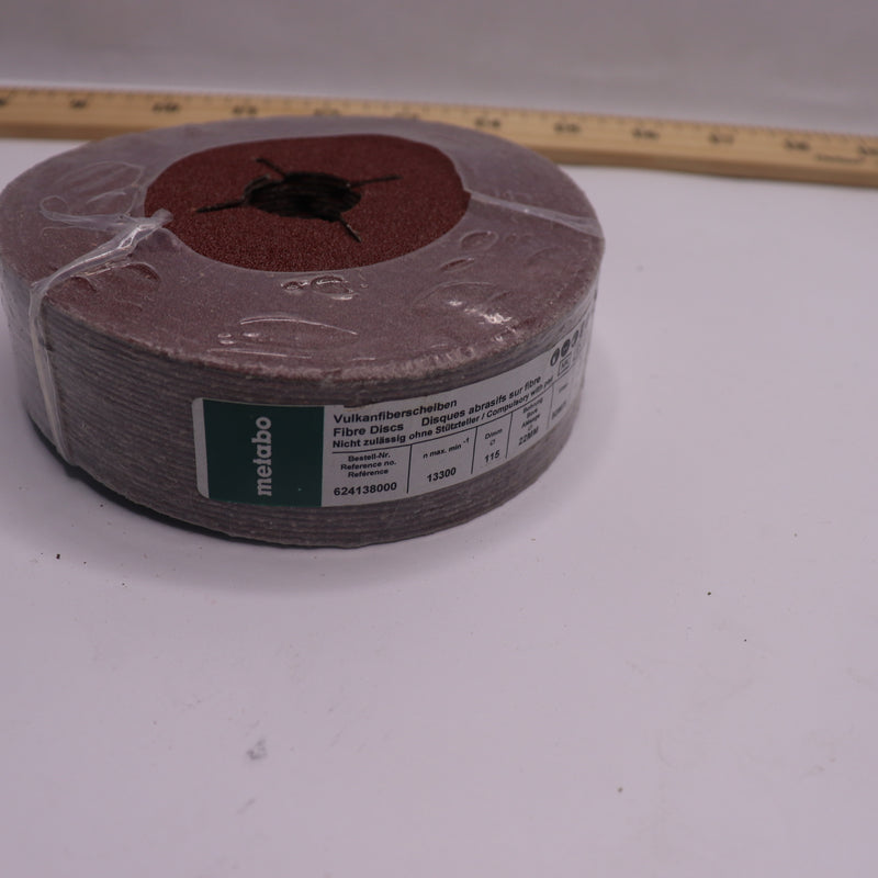 (25-Pk) Metabo Resin Fiber Abrasive Discs Aluminum Oxide Steel A60 4-1/2" x 7/8"