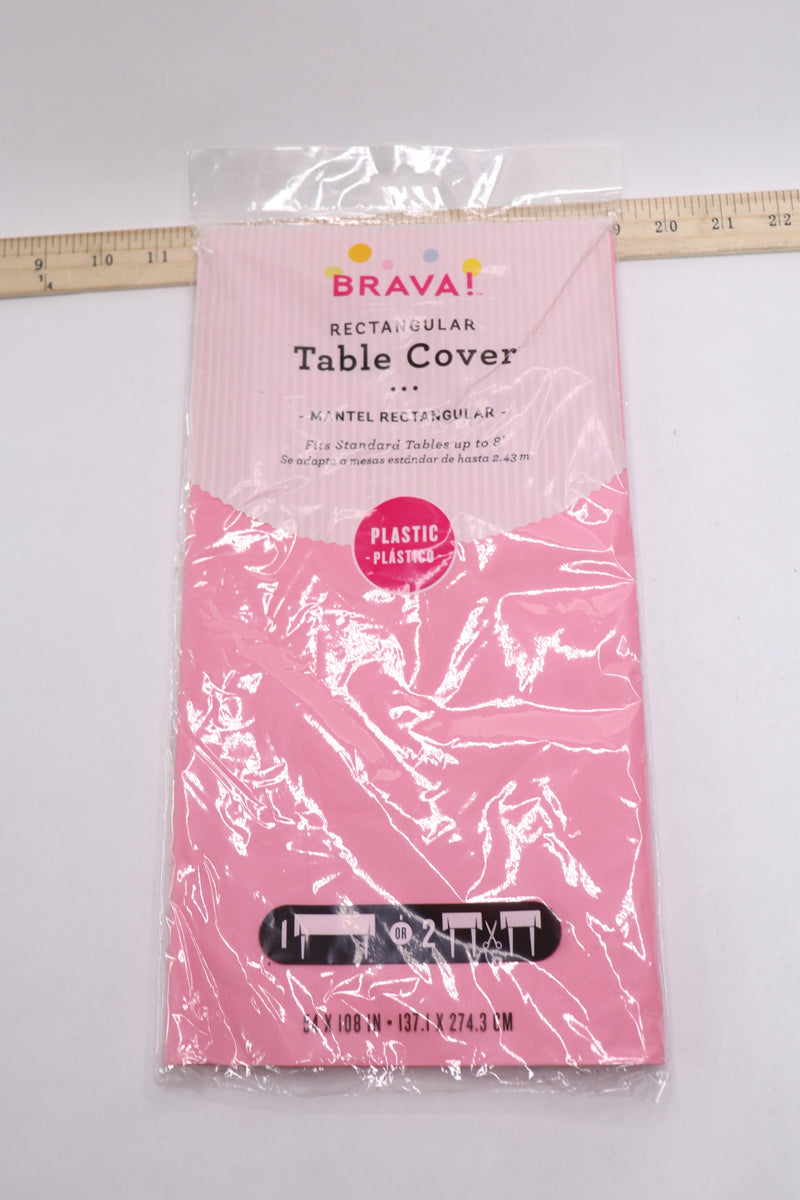 (12-Pk) Amscan Table Cover Plastic Pink 54" x 108"