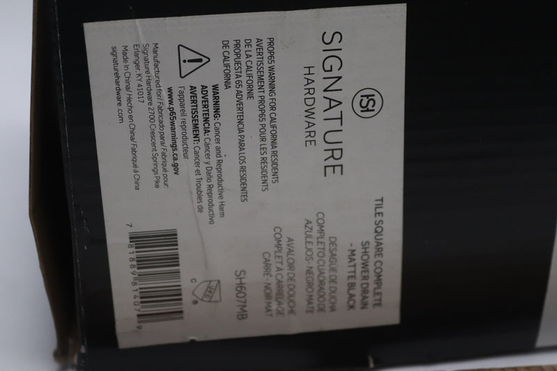 Signature Hardware Adelphi Square Shower Drain Matte Black 4.5" SH607MB