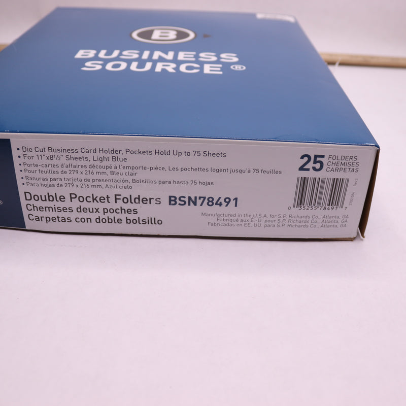 (25-Pk) Business Source Double Pocket Portfolio Blue BSN78491