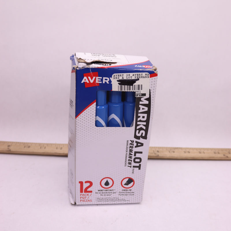 (12-Pk) Avery Permanent Markers Chisel Tip Blue 08886-400