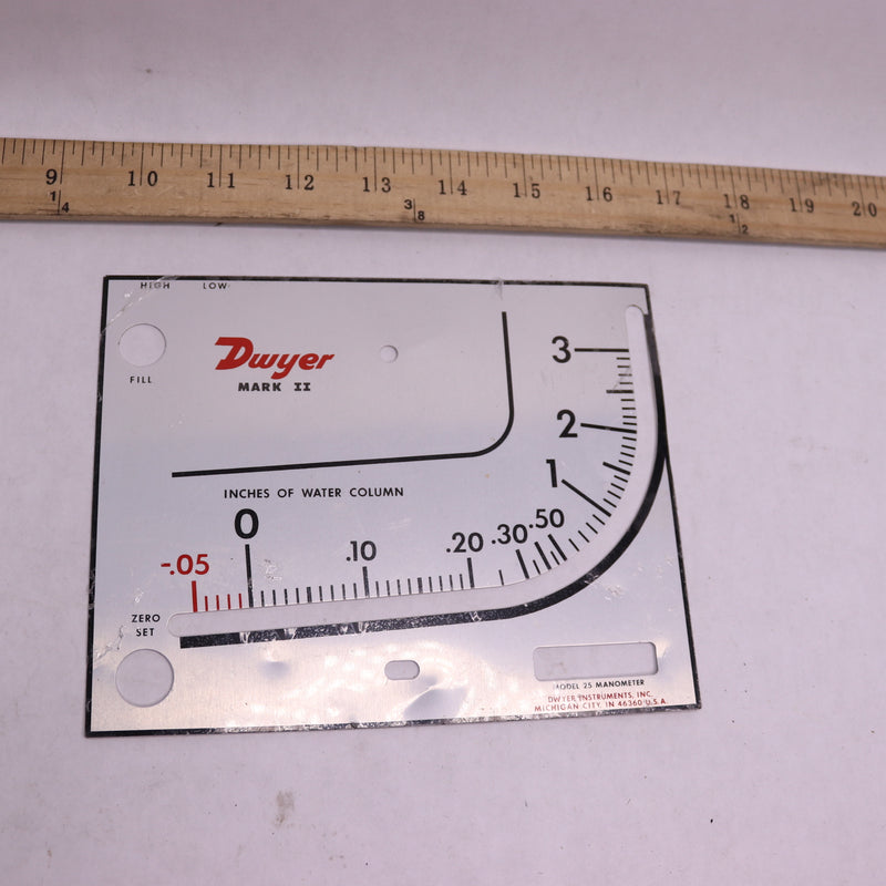 Dwyer Liquid Filled Wall Mount Manometer Mark II - Face Plate Only